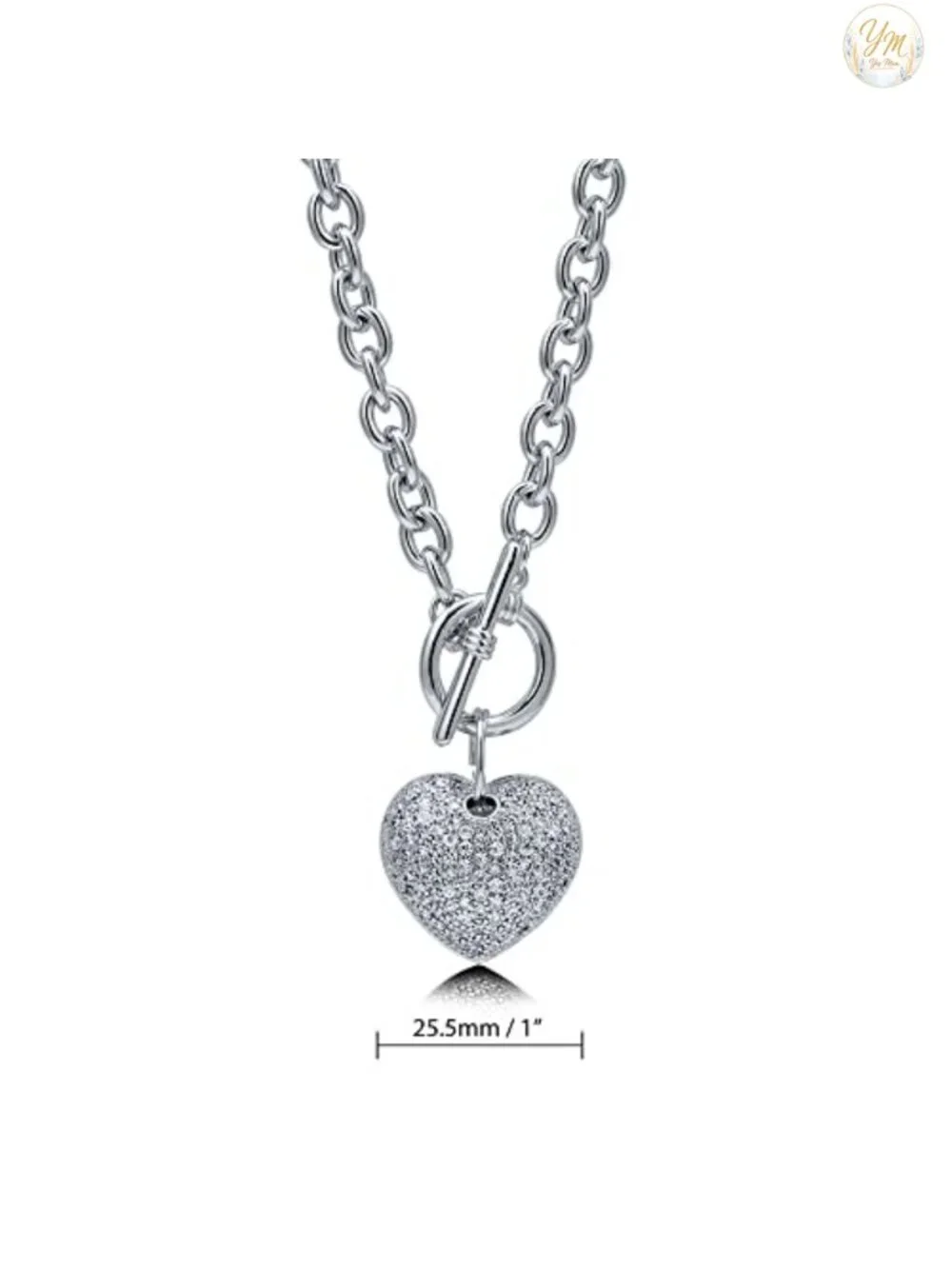 Cubic Zirconia Heart Pendant Necklace, 18
